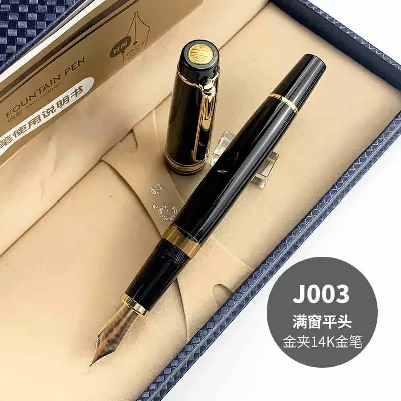 Wingsung 629 Fountain Pen 14K Gold Nib Vacuum Piston Filler with Visible Ink Window Resin Body Luxury Writing Instrument Best