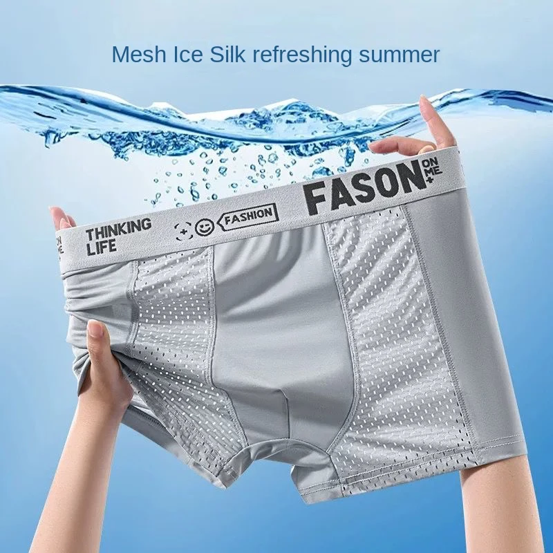 4 stücke Mesh Eis Seide Boxer Shorts männer Unterwäsche FASQM Unterhose Atmungsaktive Sexy Dünne Höschen Bambus Dessous Plus Größe L-6XL – Detail 13