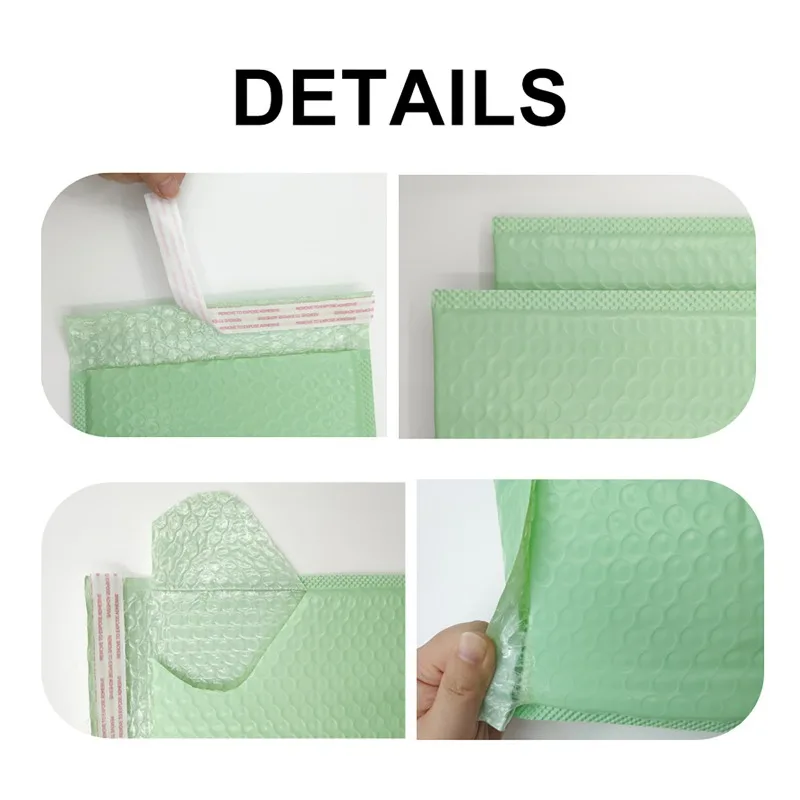 50pcs/set Waterproof And Thickened Bubble Envelope Bag Light Green Bubble Padded Envelopes Clothing Express Packing Bag