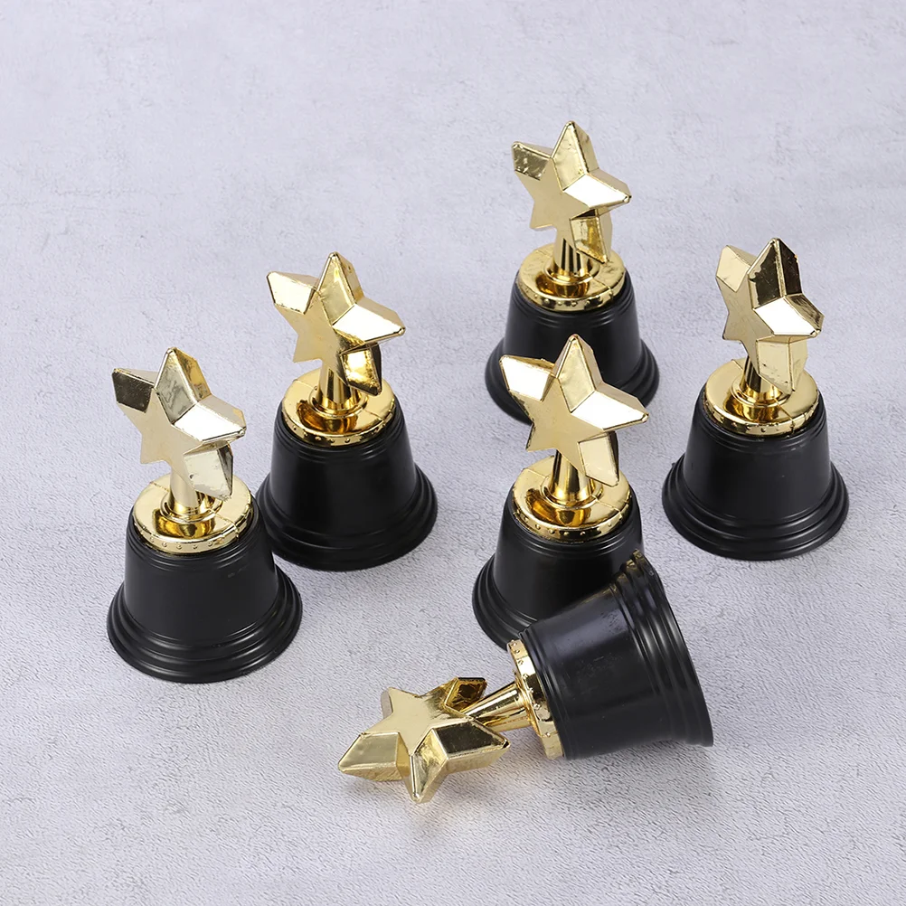 6pcs Golden Award Star Trophy Reward Prizes for Party Celebrations Ceremony Appreciation Gift Awards