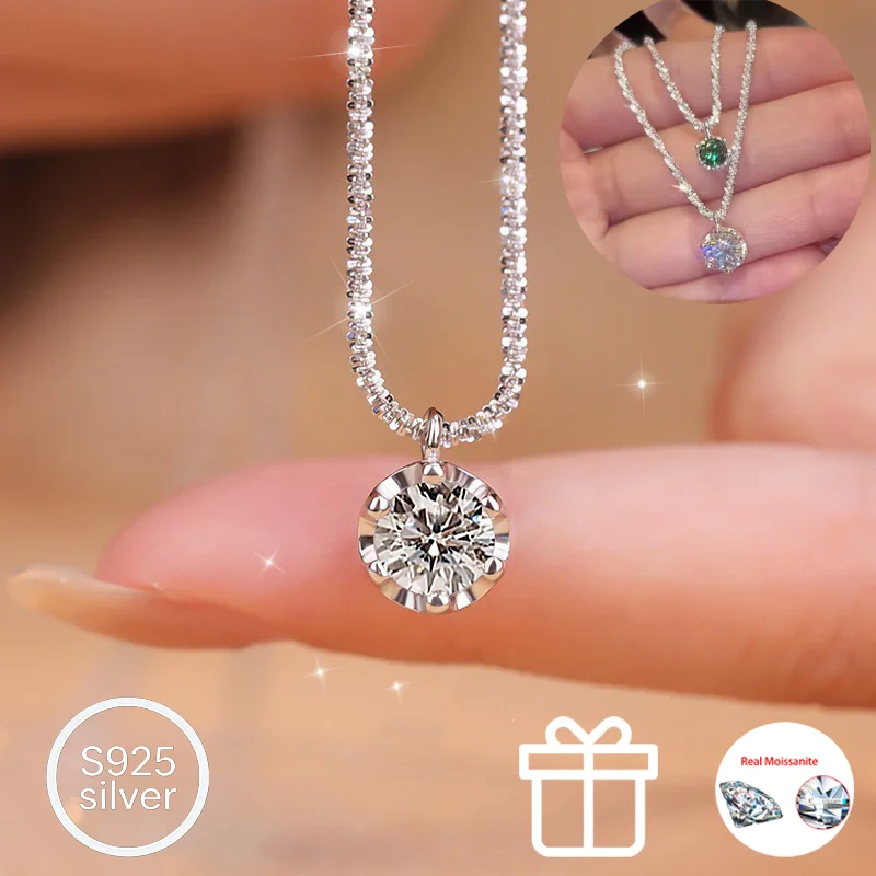 

Колье CEICI с круглым муассанитом 0,5-3 карата для женщин, серебро 925 пробы с покрытием 18 карат, подвеска, роскошное ювелирное украшение для свадьбы и вечеринки, подарок