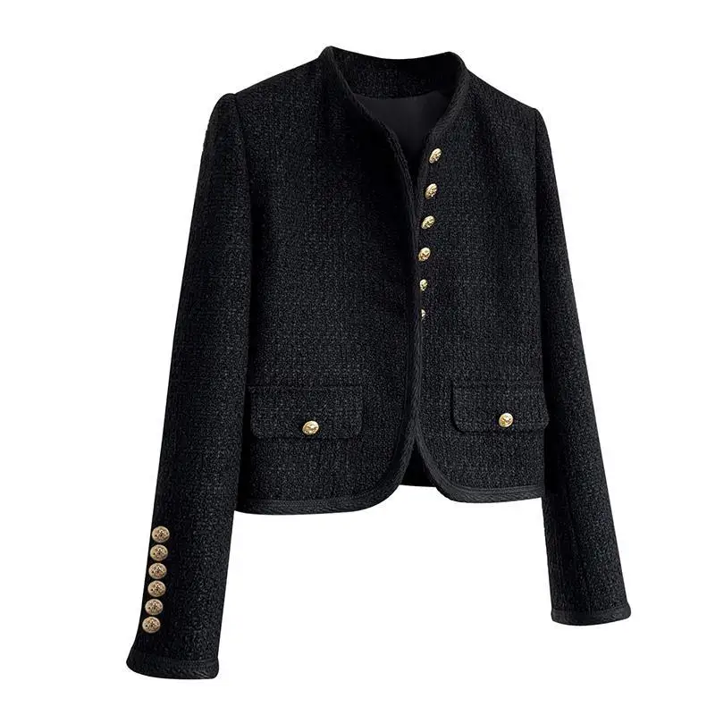 Autumn New 2023 Autumn/Winter Coat Coarse Tweed Short Top Women's Long Sleeve  winter jacket women