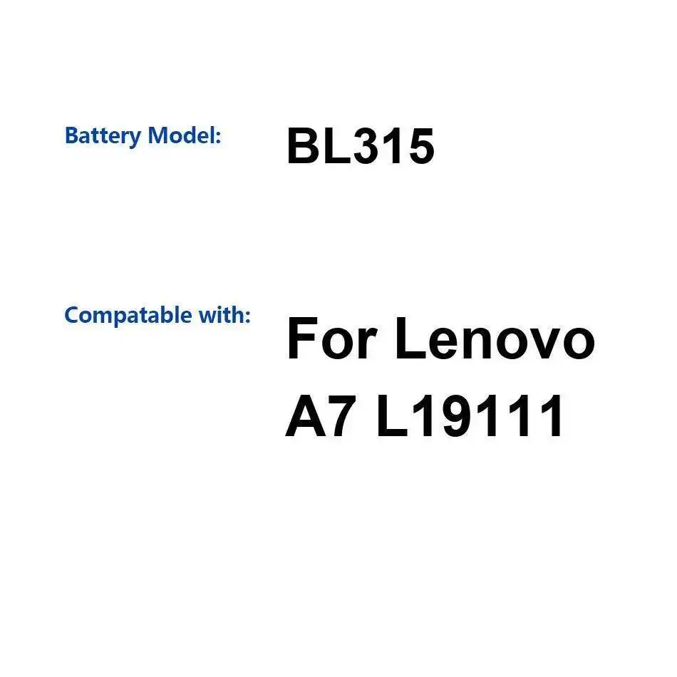 

Высокопроизводительный стабильный аккумулятор BL315 4000 мАч для мобильного телефона Lenovo A7 L19111