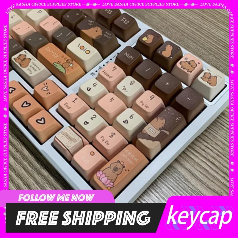 

Capybara Cartoon Keycaps Mda 134key Pbt Customization Thermal Sublimation Keycap For 61/63/64/67 Mechanical Keyboard Gifts