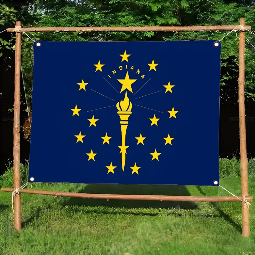 Indiana Flags Daily four ring borderless design indoor outdoor decor easy hang install