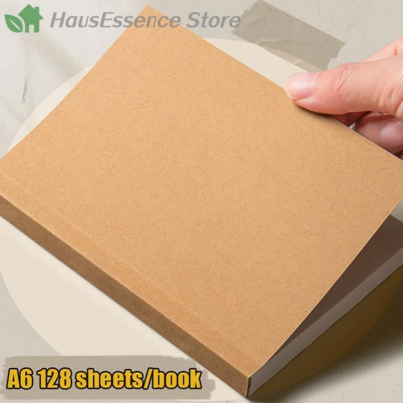 ※A6 Pocket Thickened Notebook 256 Pages 128 Sheets Line Blank Grid Inner Pages Kraft Paper Cover Small Notepad Book
