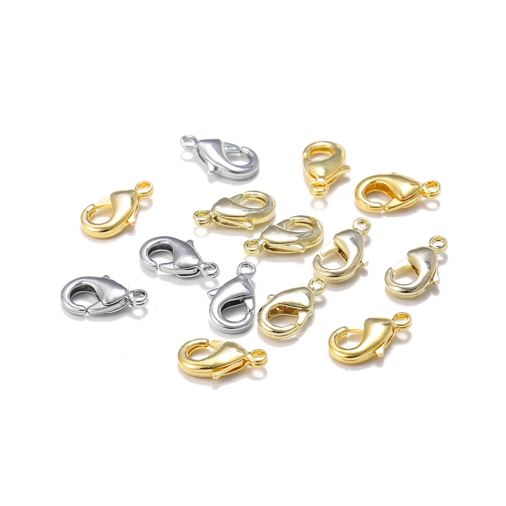 

18K Real Gold Plated 10/20pcs 10mm 12mm Lobster Clasps For Jewelry Making Handmade DIY Bracelets Necklace Clasp Fittings