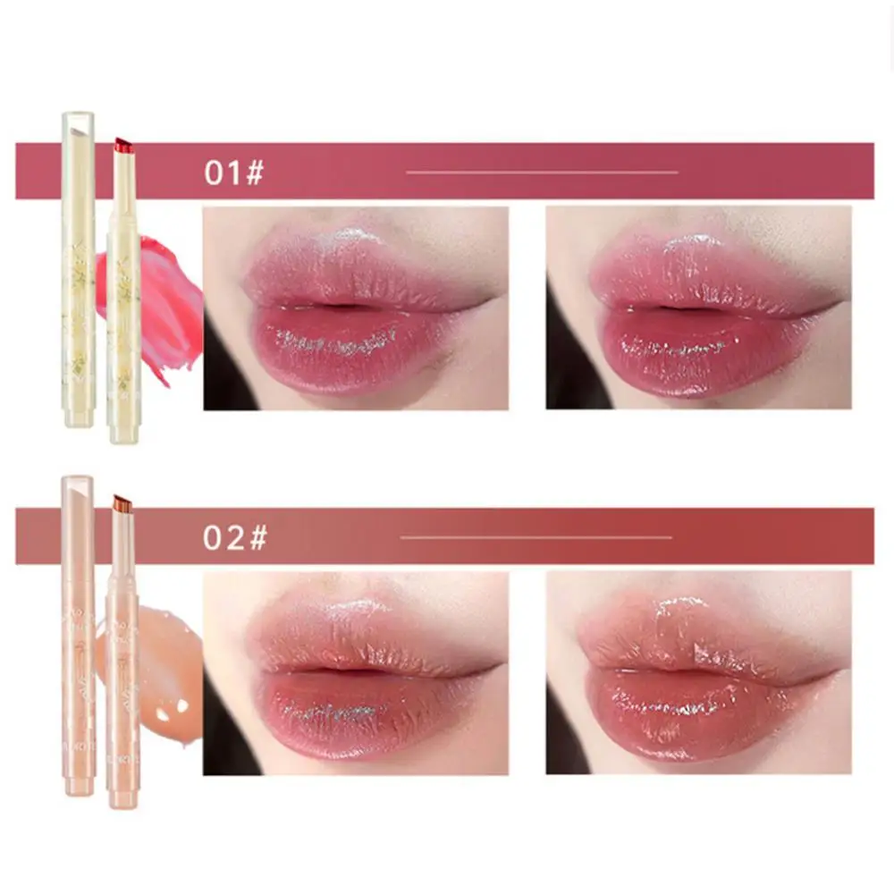 FLORTTE Chu Jelly Lipstick Floria First Kiss Love Series Pen Mirror Water Light Lip Glaze Hydrating Water Women Beauty Cosmetics