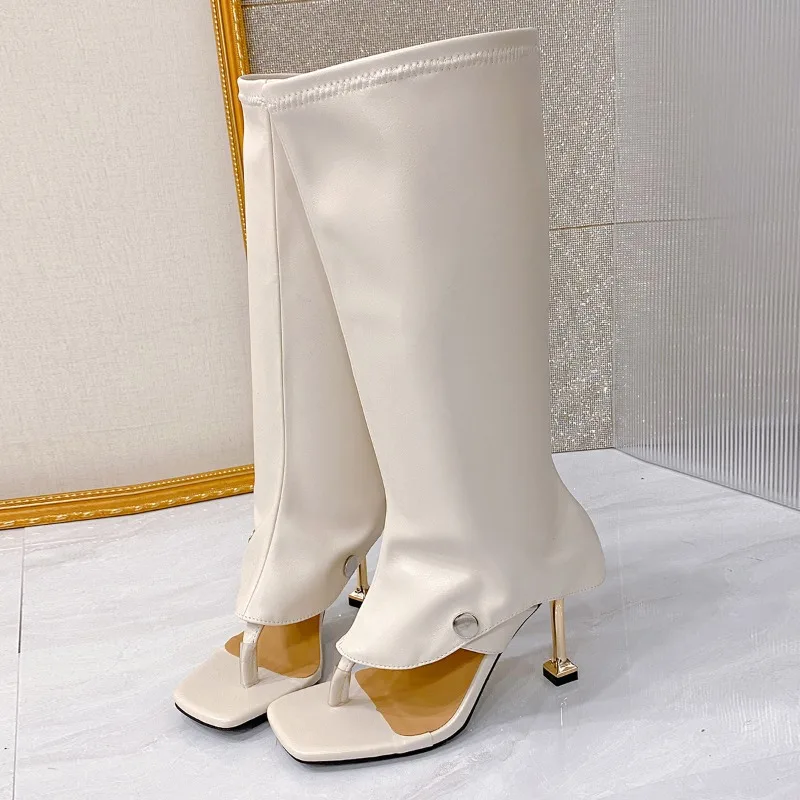 Summer New Slip-on Stiletto Sandals Square Toe Clip-Toe Anti-Slip Wear-Resistant Cooling Boots