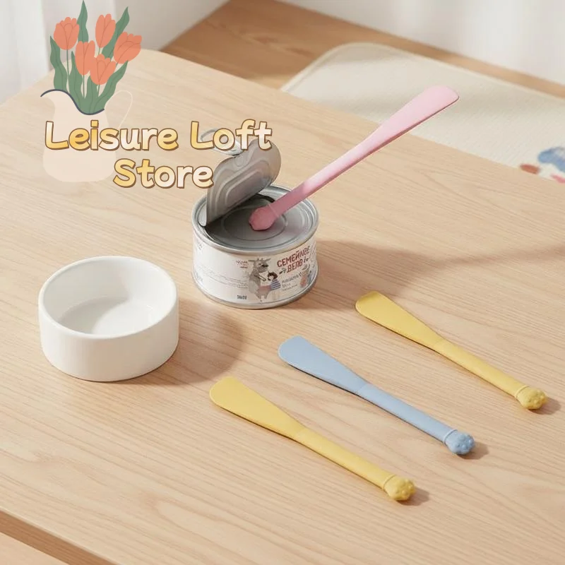 Multi-Purpose Pet Feeding Spoon With Can Opener Seal Cover Long Handle Used For Canned Food For Dogs And Cats