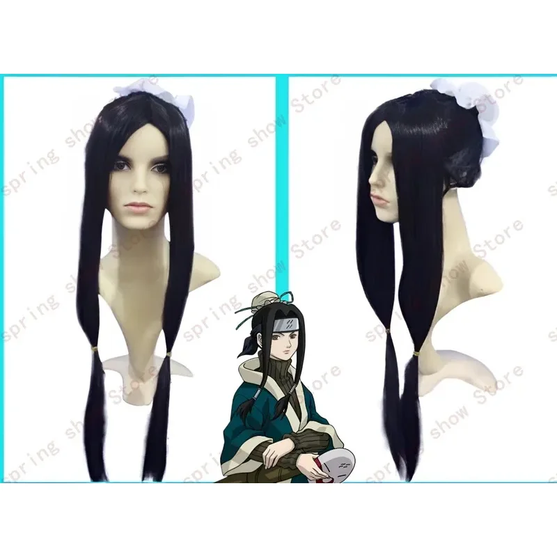 DY20JP Anime Land of Water Yuki Clan Haku Cosplay Costume Hair Headwear Black Long Double Pnytail Comic Wig25