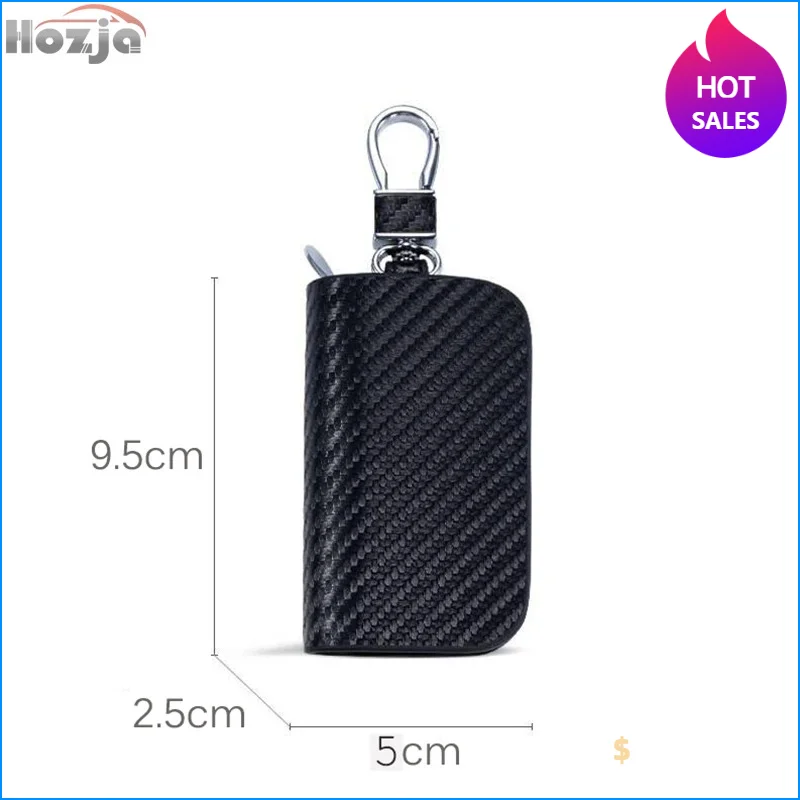 Carbon Fiber Pattern Leather Car Key Case Zipper Key Cover for FORTHING LINGZHI PLUS SX6 M7 2024 2023 2022 2021 Accessories