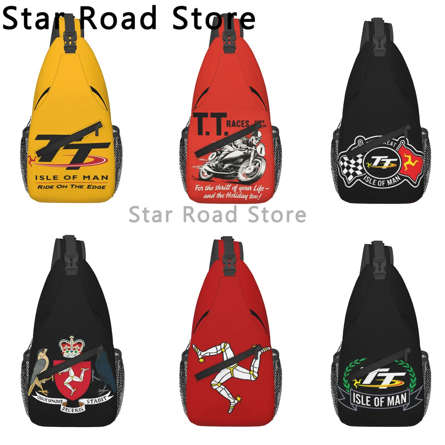 Isle Of Man TT Flag Logo Torba Crossbody Plecak na ramię Regulowany Lekki Podróżny Plecak na co dzień dla mężczyzn i kobiet