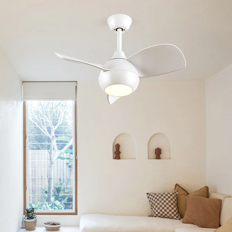 Nordic Hanging Fan Light Modern Simple Dc Fan Light Six Wind Power Adjustment Timer Off Bedroom Study Dining Room Decor Lamp