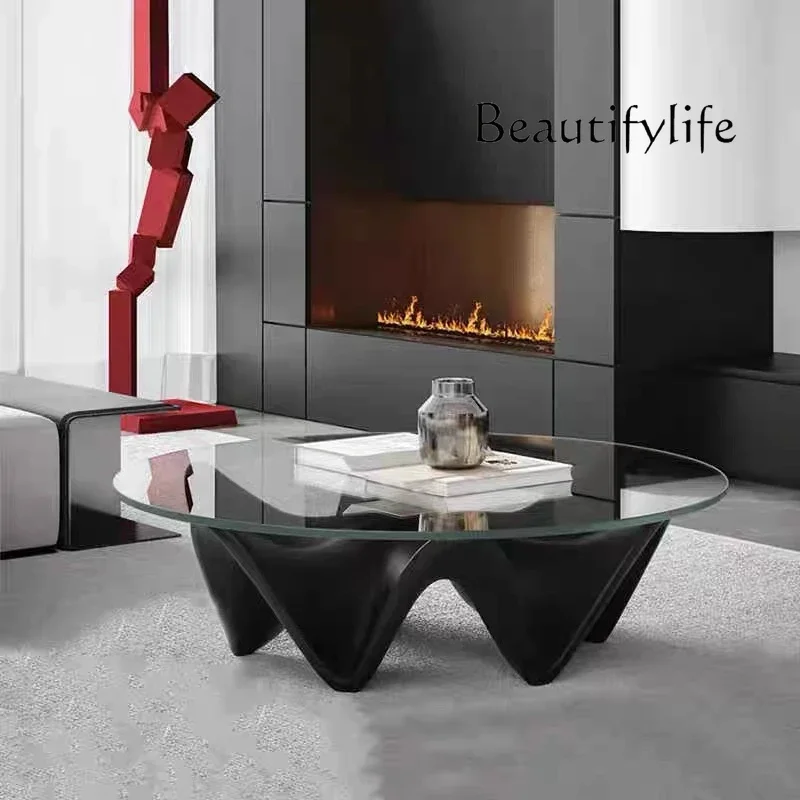 

X40 Design Modern Living Room Fiberglass Special-shaped Coffee Table Household Simple Round Coffee Table