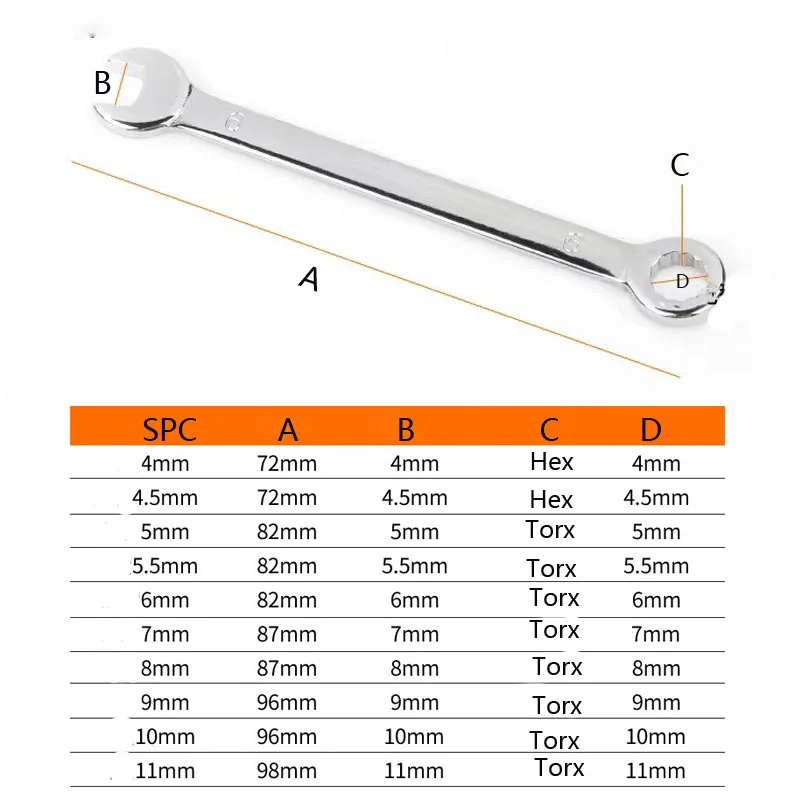 MINI 4-11mm Dual-use Plum Blossom Open End Wrench CR-V Alloy Rustproof Small Open Box End Combination Wrench Easy To Store