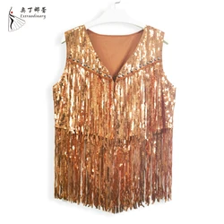 Damesmode Effen Casual Vest Pailletten Vest Denim Stijl Vest Vest Barman Vest voor Dames