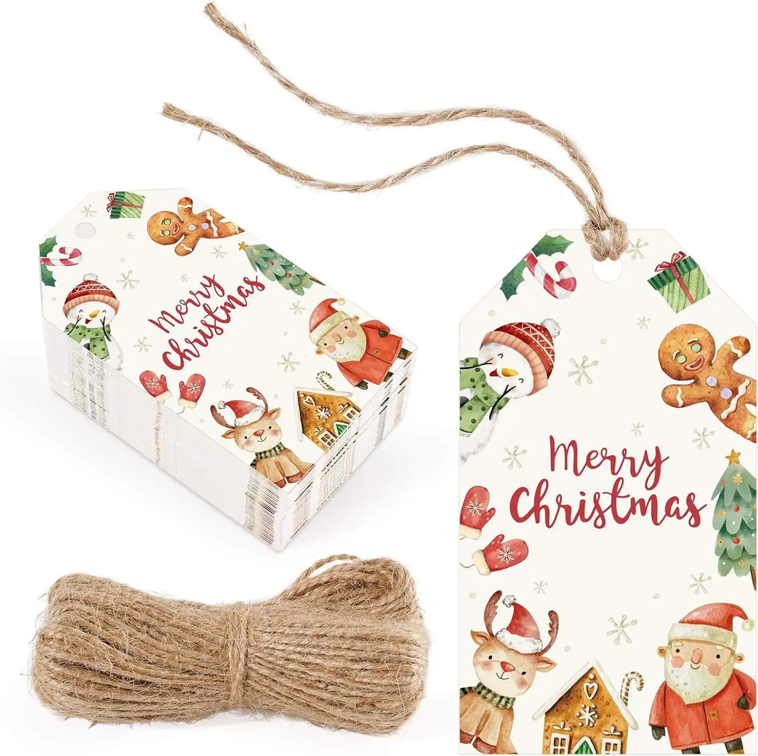 50PCS Christmas Gift Tags with String for Wrapping Holiday Gifts,Christmas Name Tag for Gifts Decor,DIY Xmas Decorations