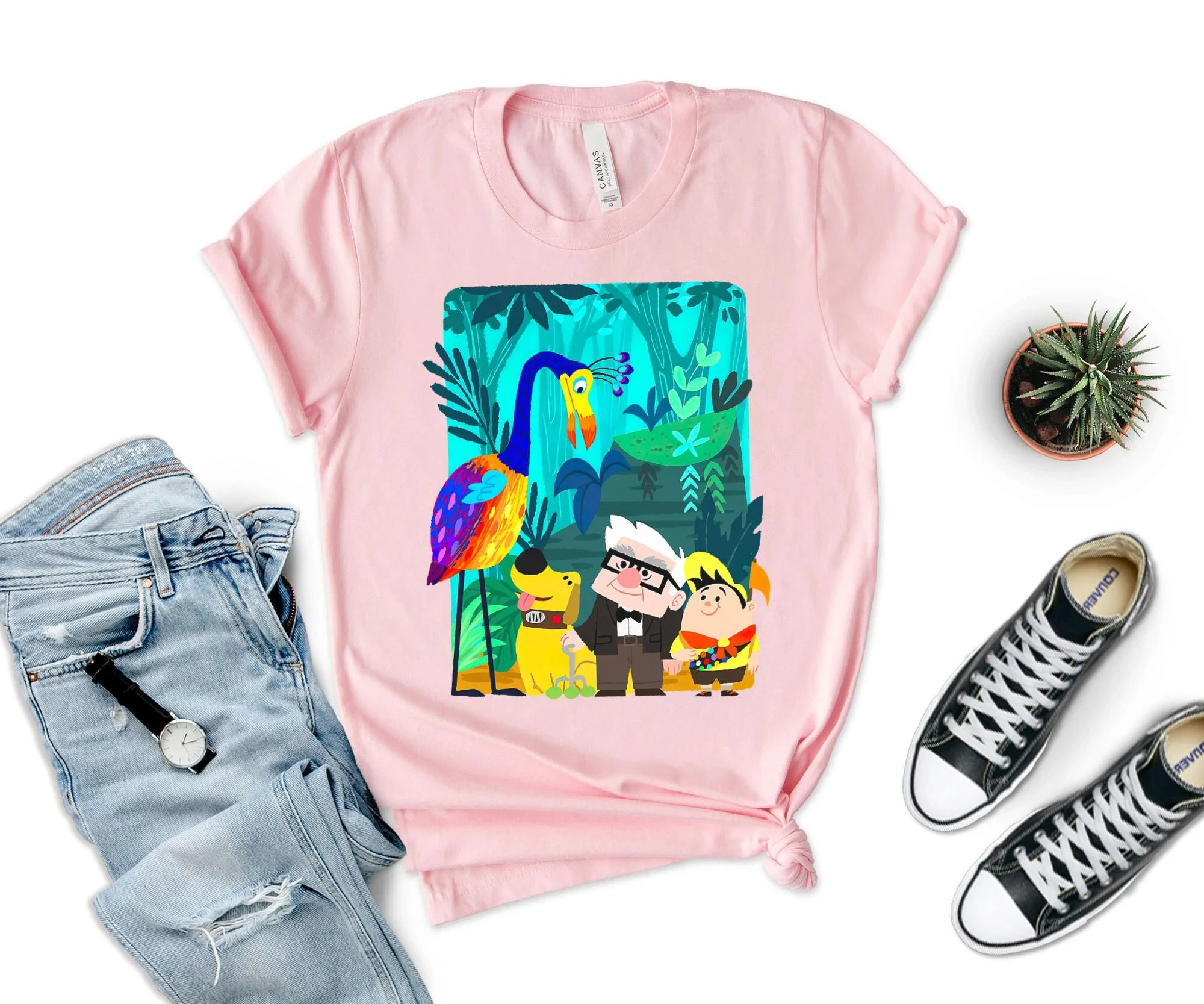 قميص فيلم ديزني أب، تي شيرت كارل راسل كما كيفن دوغ في بارادايس، تي شيرت هدية ديزني لاند، رحلة عائلية ديزني #5