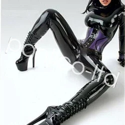 Gummi Latex Rubber Fashion Black Bodysuit Catsuit Full Body Costume Size XS-XXL 0.45mm