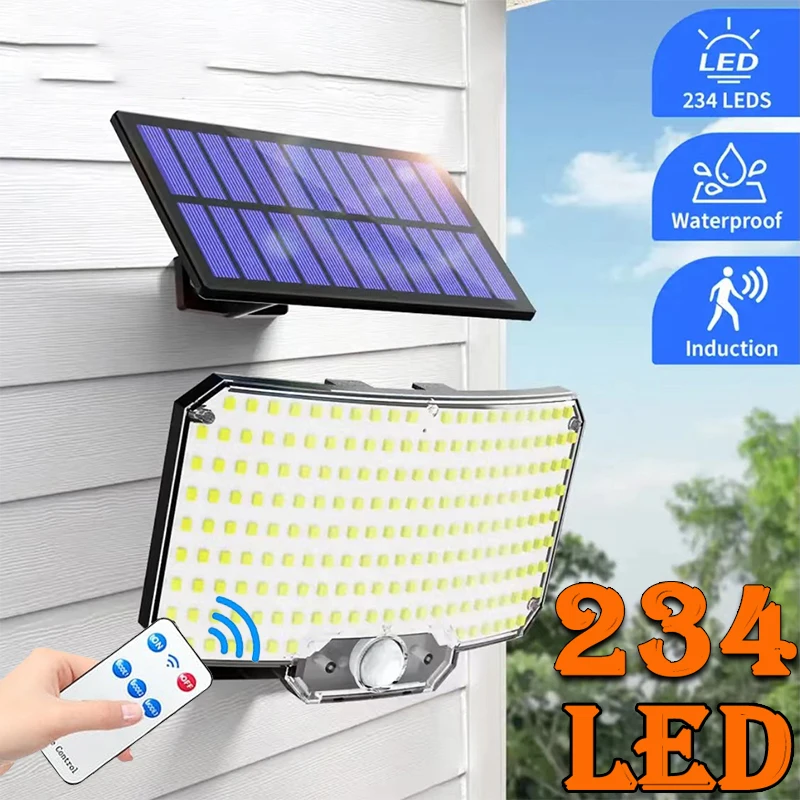 

234/172 светодиодный солнечный свет, солнечные фонари безопасности с датчиком движения, 3 режима, водонепроницаемые разделенные солнечные настенные светильники для улицы