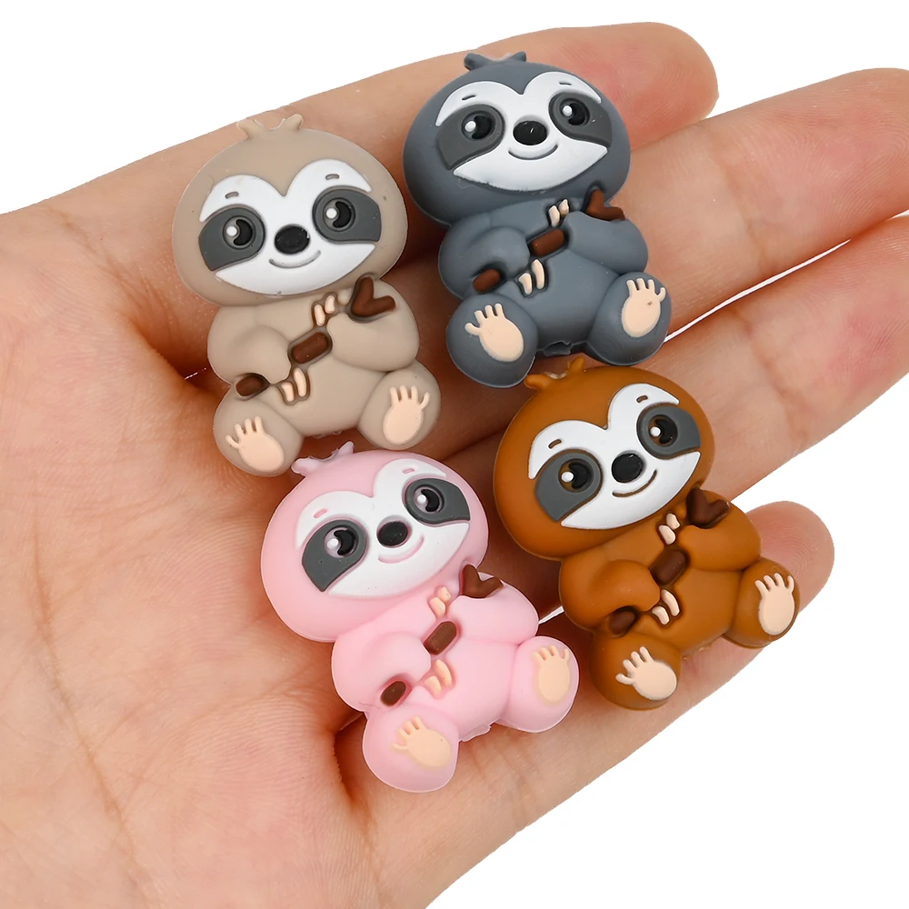 4 قطعة الغذاء الصف الحيوان سيليكون الخرز DIY بها بنفسك الطفل هوة سلسلة سوار لعبة مضغة صنع خرز سيليكون ملون