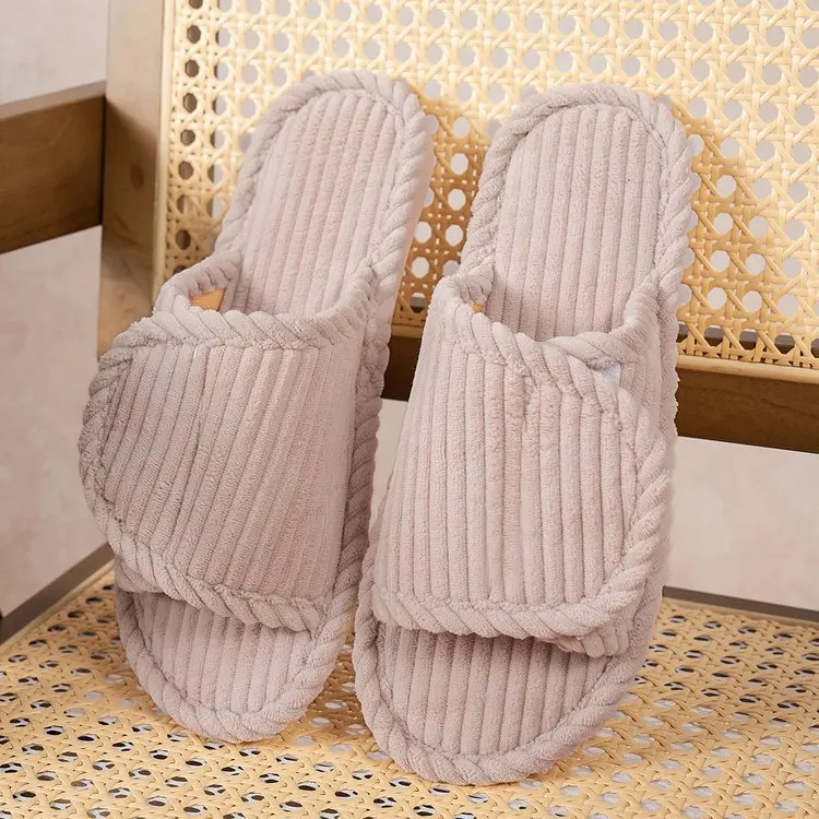 

2026 New Orthopedic House Slippers For Women Fashion Spring Open Toe Corduroy Slides With Arch Support Female Soft Bedroom Shoes