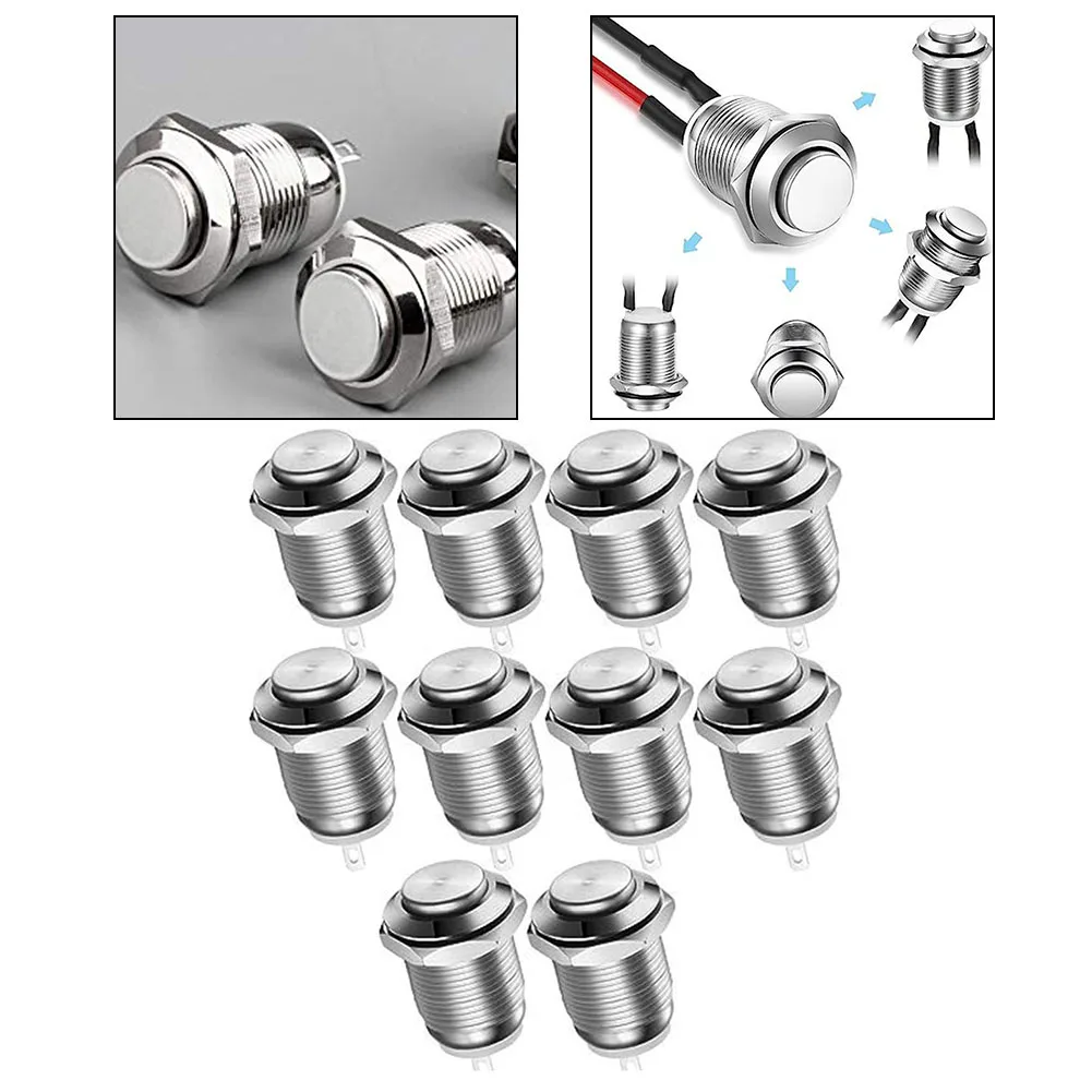 10pcs 12mm Momentary Push Button Switch Waterproof High Round Self Reset 3A250V Versatile Application