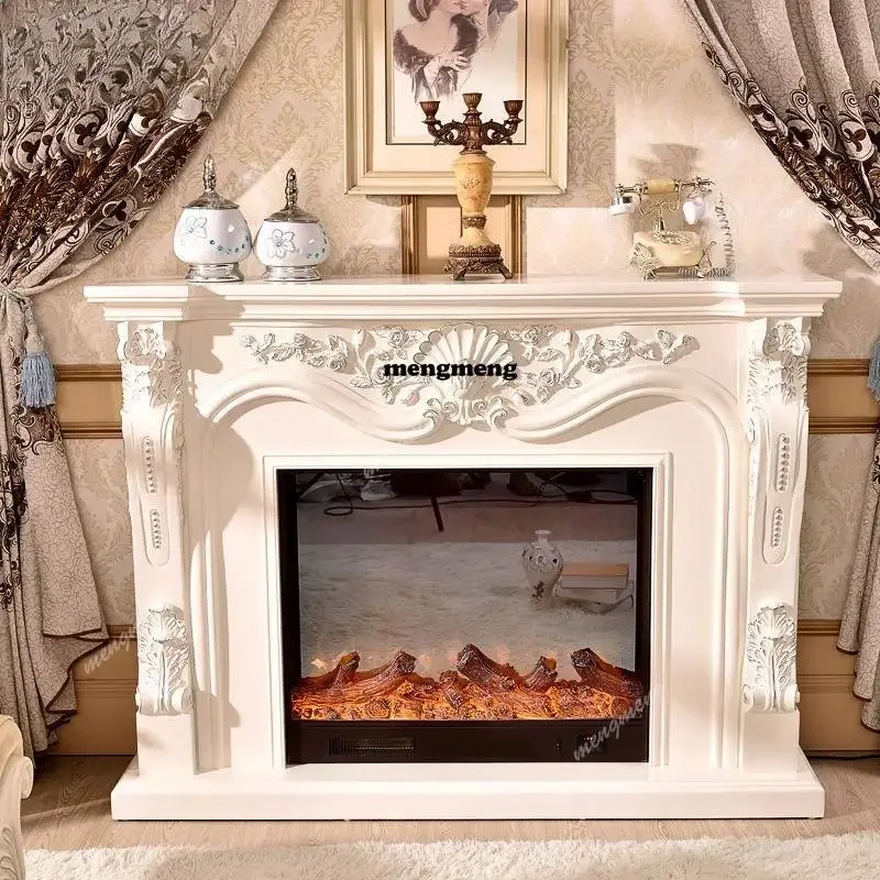 

Best seller American retro simulation flame solid wood fireplace TV cabinet electronic heater fireplace rack decorative entrance
