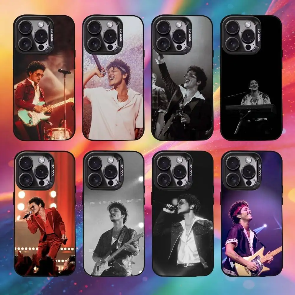

B-Bruno Mars-s SingerPhone Case For iPhone17, 16,15,14,13,12 Pro Max Black Candy Matte Shockproof Cover
