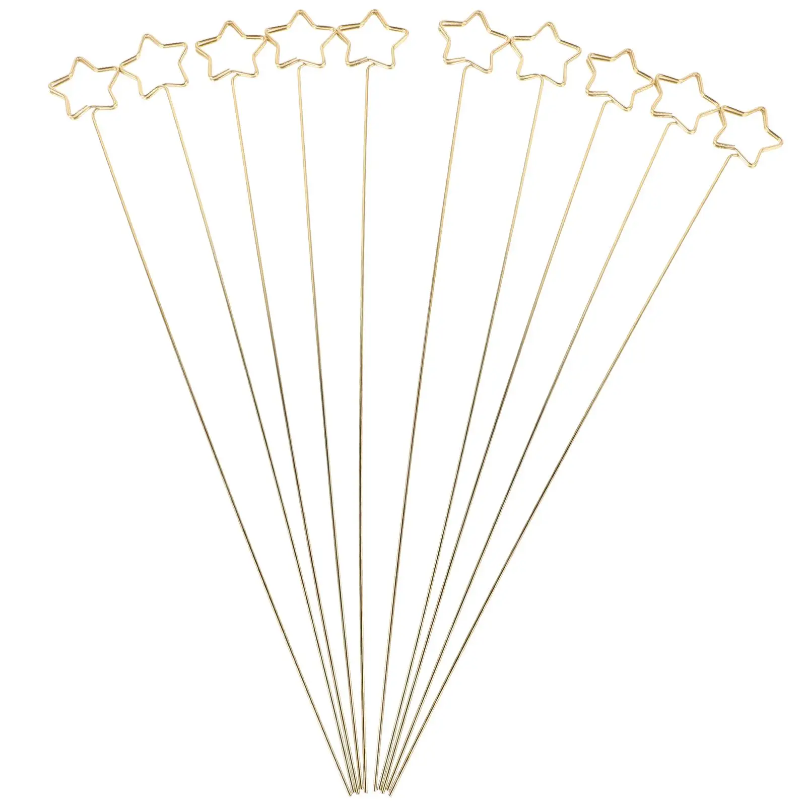 

10 Pcs Gold Plated Metal Wire Card Holders Durable Picks Photo Place Floral Decorations Star Toothpicks Name St