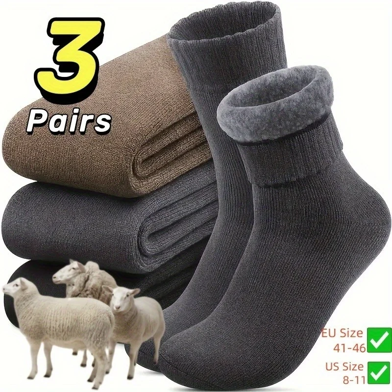 3 Pairs Winter Thickened Snow Socks, Soft Plush Thermal Boot Socks for Men, Outdoor Work & Leisure, Perfect Gifts