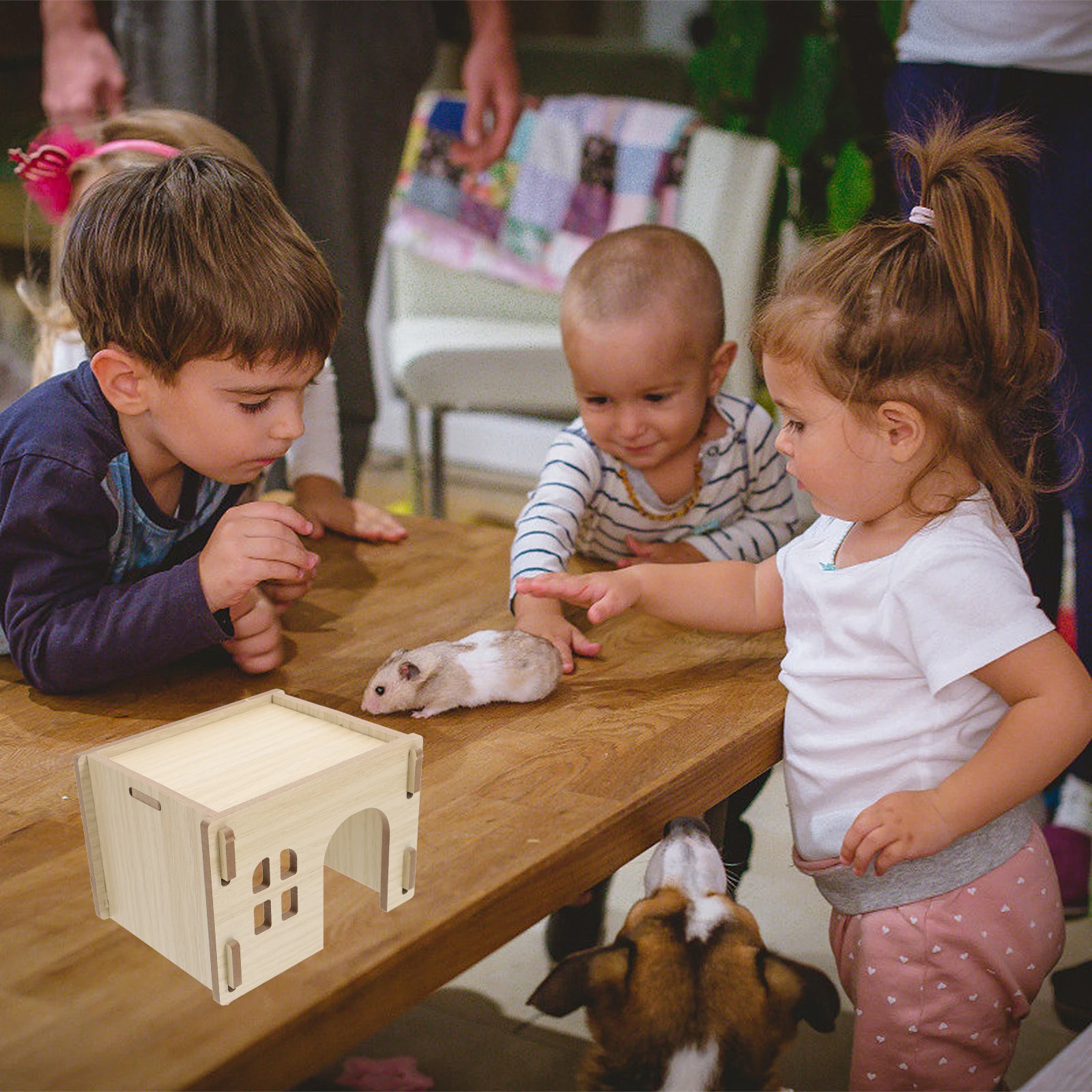 

Solid Wood Villa Hamster Hideout Cage House Guinea Pig Shelter Chinchilla Hideaway Small Animal Wooden Hut
