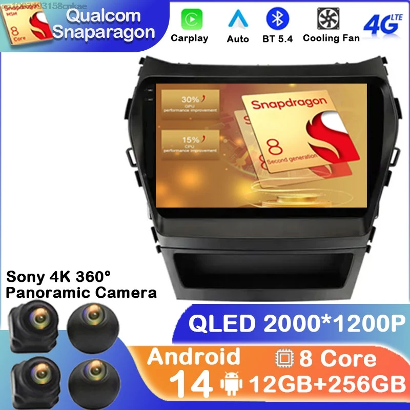 

Android 14 Car Radio For Hyundai Santa Fe 3 Grand IX45 2012-2017 4G LTE 5G WIFI 2 DIN Viedo Player BT Wireless Carplay Auto GPS