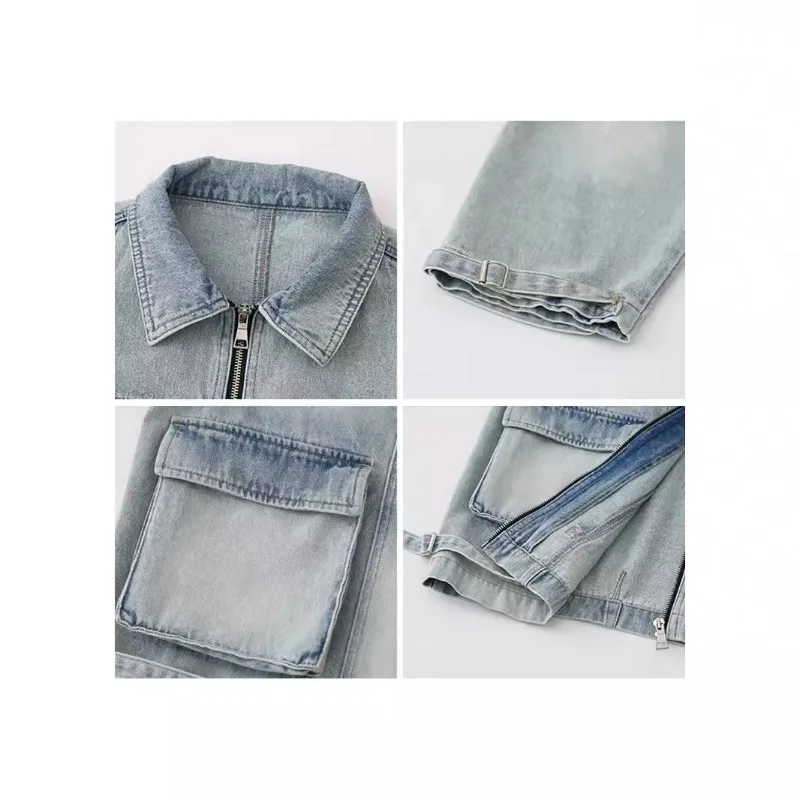 Women's Spring Autumn Tops Coat Cowboy Washed Old Long Sleeve Vintage Simple Comfortable Casual Designed Niche Versatile Skinny