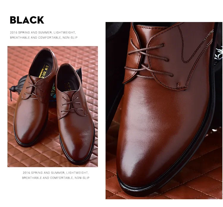 Herren Formelle Lederschuhe Klassischer Stil Herbst Loafer Runde Zehenkappe Atmungsaktiv Rutschfest Business Anzug Hochzeit Büro Freizeitschuhe – Detail 5