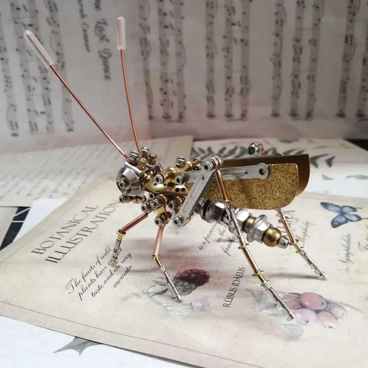 DIY 3D Puzzles Locust Metal Model Assembly Kit Steampunk Mechanical Insects Grasshopper Jigsaw Toy   - 170+PCS