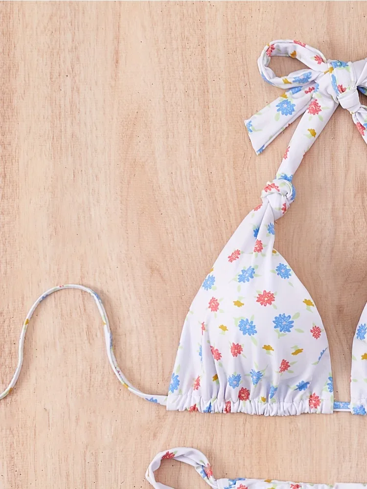 Feminino 2025 impresso micro bandagem conjunto de biquíni sexy tie-front duas peças de cintura alta banho verão praia maiô