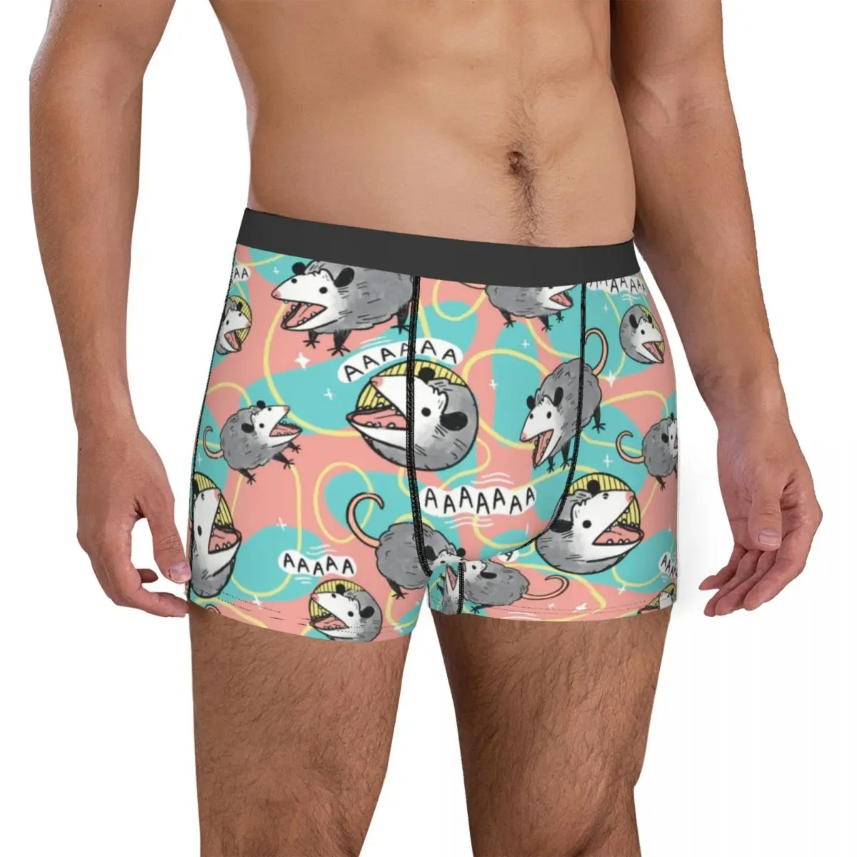 Men Opossum Screm Pattern Underwear Possum Animal Funny Boxer Briefs Shorts Panties Male Breathable Underpants S-XXL