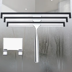 Silicone Scrape Table Squeegee with Hook Stainless Steel Shower Squeegee Windshield Glass Door Window Bathroom Washing Tool