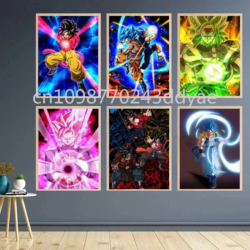 

Dragon Ball Canvas Painting Poster Super Saiyan Wukong Vegeta Painting Cartoon Entrance Decoration Painting Children's Gifts
