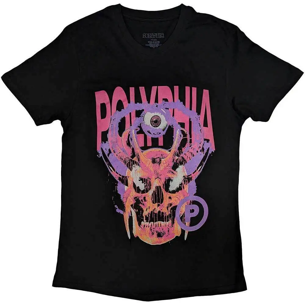 Polyphia Skull Circle P T-Shirt Black New