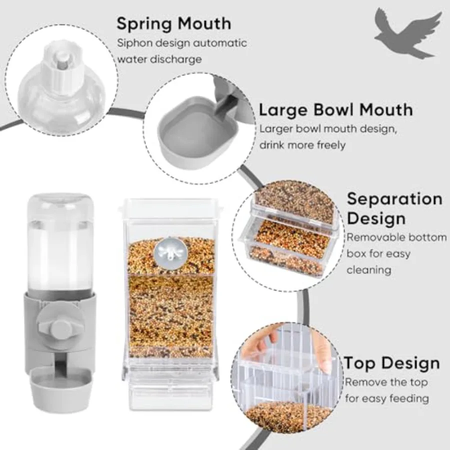 【Spot goods】No Mess Bird Feeder Water Dispenser Set Bird Feeder for Cage Cage Accessories for Cockatiels Finches Budgies and Ca view 5
