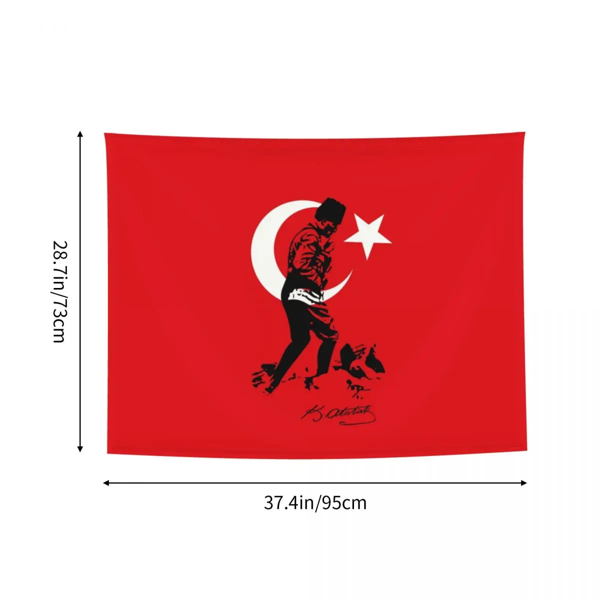 Custom Turkey Mustafa Kemal Ataturk Tapestry Wall Hanging for Living Room Customized Hippie Turkish Flag Tapestries Room Decor