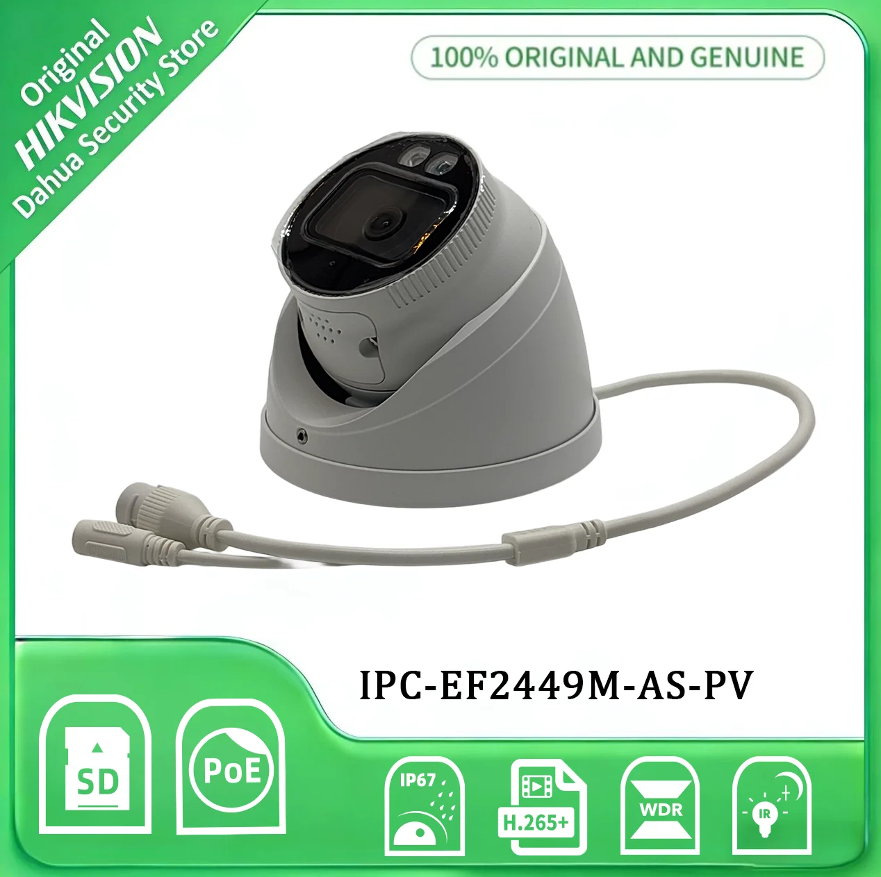 IPC-EF2449M-AS-PV 4MP AI Active Deterrence Camera Two Way Audio 40m Night Vision IP67 PoE Outdoor Camera