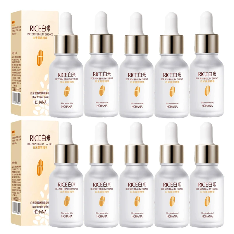 

10 шт., сыворотка для лица с белым рисом, сужающая поры, гиалуроновая кислота, эссенция для лица, увлажняющая, осветляющая, укрепляющая сыворотка, уход за кожей лица