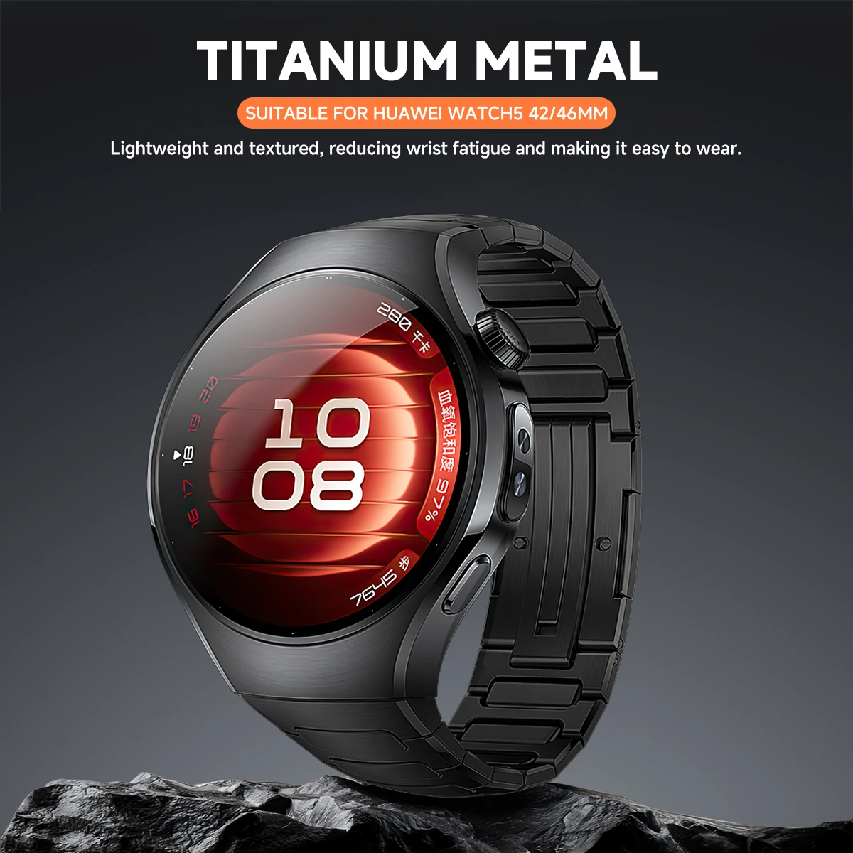 Luksusowy tytanowy pasek do Huawei Watch 5 46MM Bez szczelin Metalowy pasek do Huawei Watch 5 42mm Biznesowy pasek z szybkim zapięciem — zdjęcie produktu 2