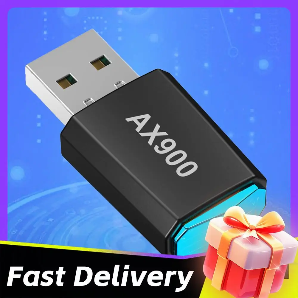 

Беспроводная сетевая карта AX900 без драйверов, двухдиапазонный USB-адаптер Wi-Fi 6, приемник Wi-Fi 900 Мбит/с, 2,4 ГГц и 5 ГГц для ноутбуков с Windows 7, 10, 11