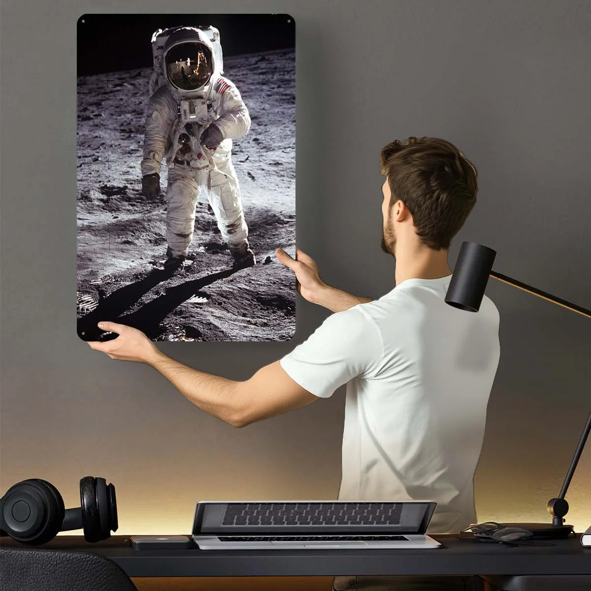 Apollo 11 Moon Landing Space Metal Poster Home Decor Customized Metal Tin Signs Plaque for Wall Art Decoration Retro Room Items