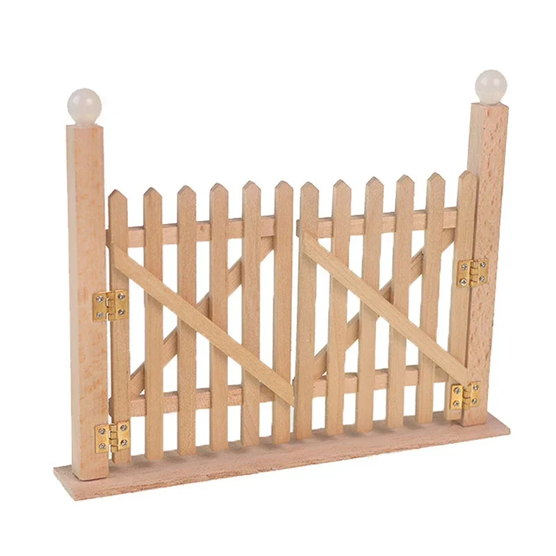 

1/12 Dollhouse Wood Fence Gate Model Dollhouse Miniature Fairy Garden Door Dolls House Simulation Furniture Decoration Toys